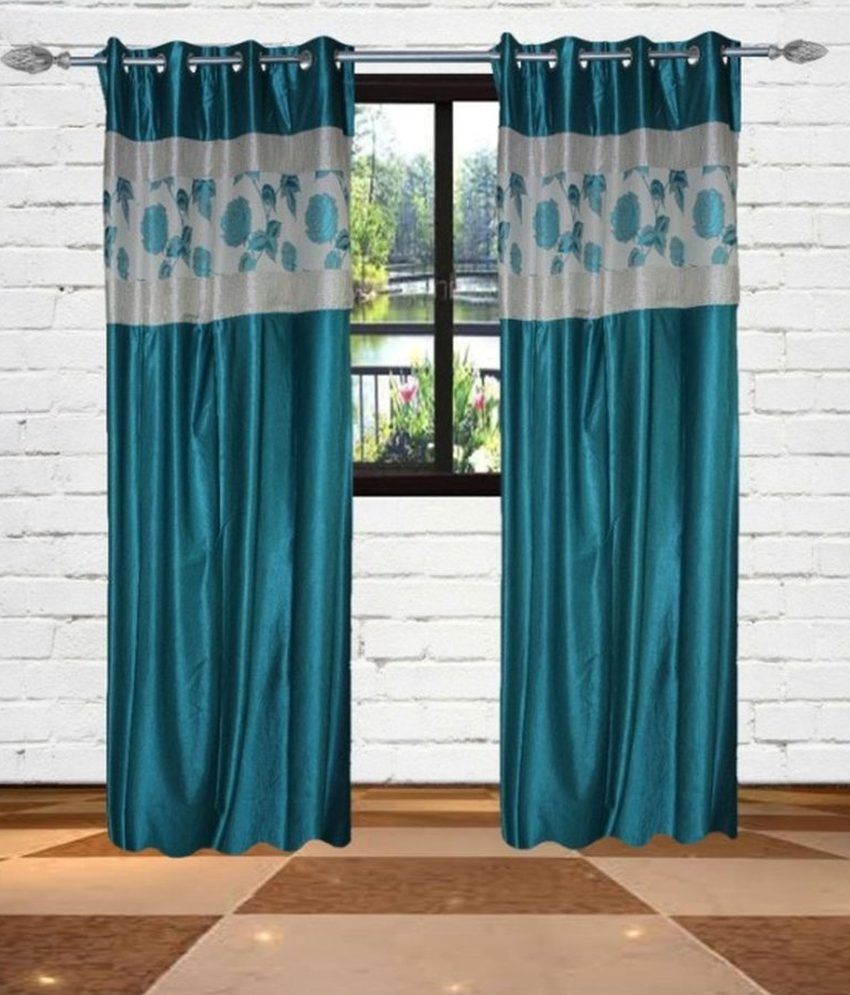 51 Off On Gaurav Curtains Blue Floral Polyester Long Door Curtain