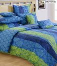 Swayam Blue & Green Floral Design Bed Sheet Set