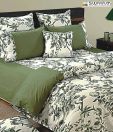 Swayam Green & Beige Floral Design Bed Sheet Set