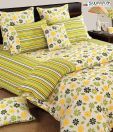 Swayam Yellow & Green Large Floral Print Bed Sheet Set