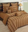 Swayam Brown & Beige Striped Bed Sheet Set
