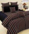 Swayam Black & Maroon Striped Bed Sheet Set