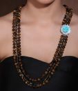 Spyra Tiger Eye & Coral Flower Necklace