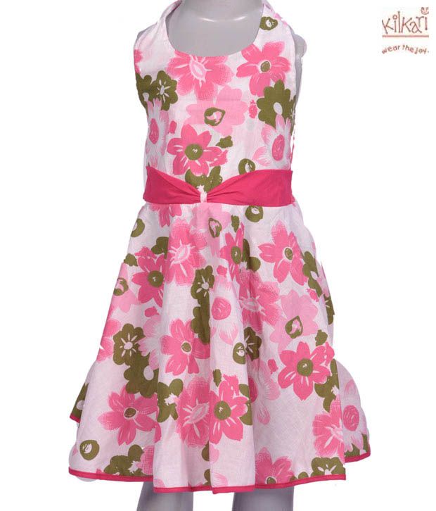 Kilkari Pretty Pink & White Halter Frock available at snapdeal for Rs.200