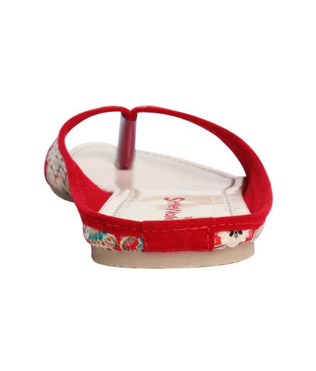 Stylewalk Red Stylish Sequined Slippers