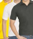 Weardo Black-Yellow-White Pack Of 3 Polo T-Shirts