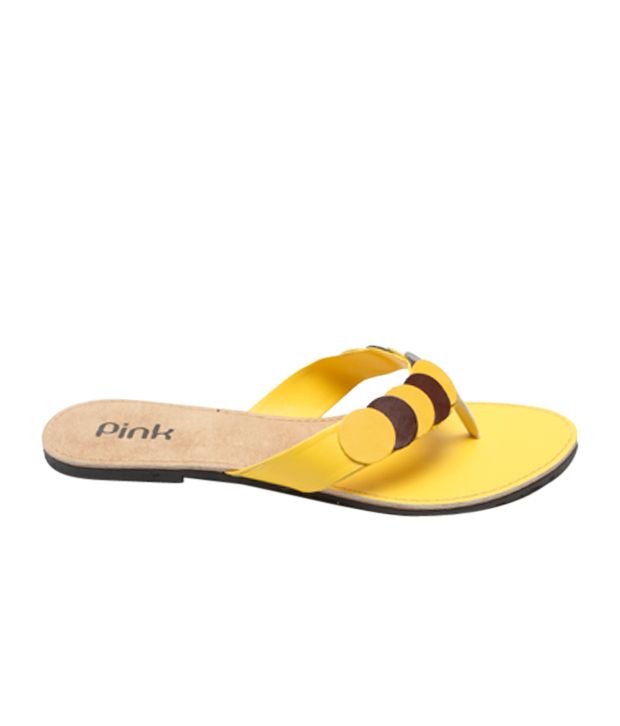 Pink Lively Yellow & Brown Slippers