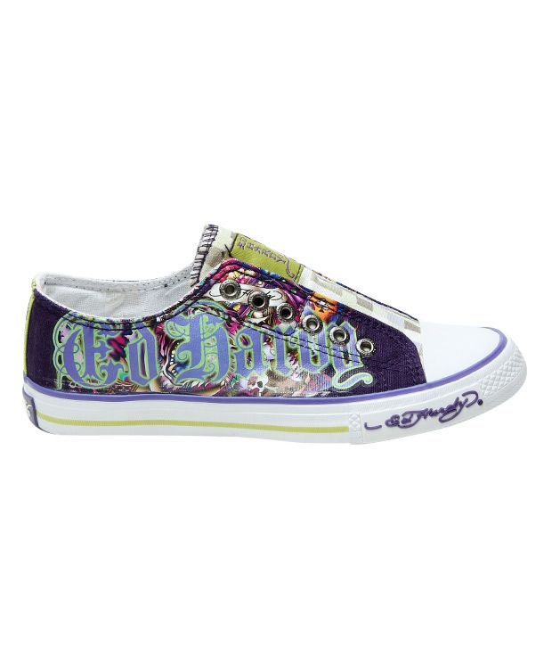 Ed Hardy Purple Tiger Tattoo Canvas Shoes