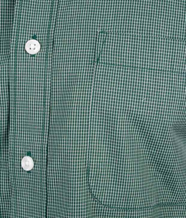 John Miller Fine Checked Green Shirt