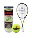 1 Cosco Euro Top Tennis Racket  + 1 Can of Cosco Championship  Tennis Balls Free
