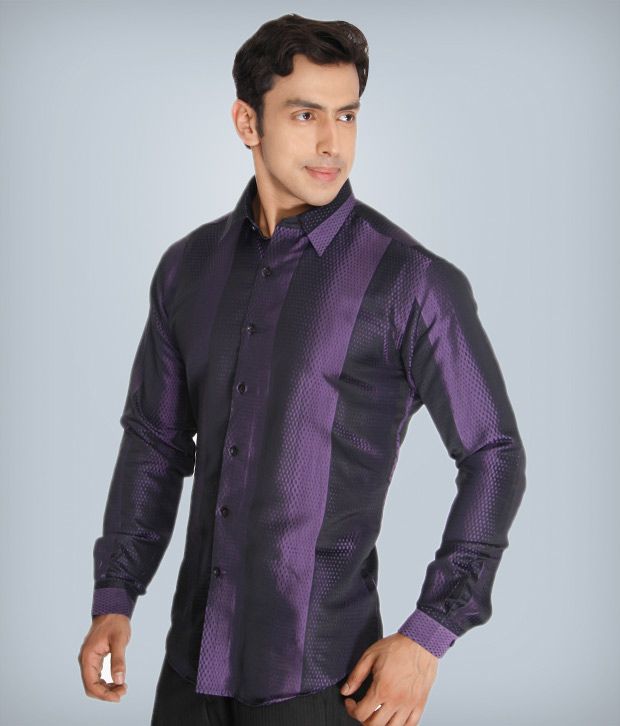 La Miliardo Purple Cotton Blend Shirt