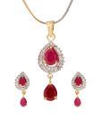 The Heritage Inc. Radiant Red Stone & AD Pendant Set