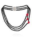 Spyra Pretty Black Crystals & Coral Necklace