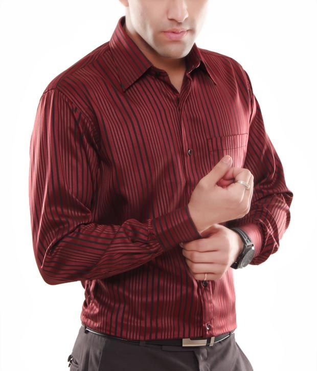 Keona Classic Burgundy Stripes Shirt