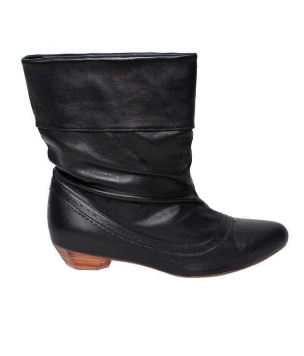 Massimo Italiano Shiny Black Mid Calf Boots