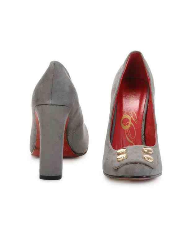 Catwalk Stunning Grey Block Heel Pumps