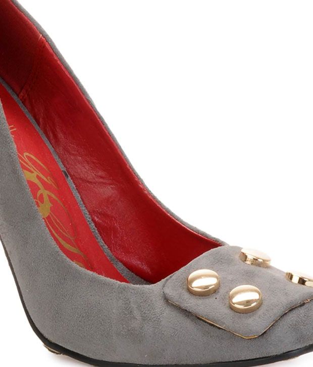 Catwalk Stunning Grey Block Heel Pumps