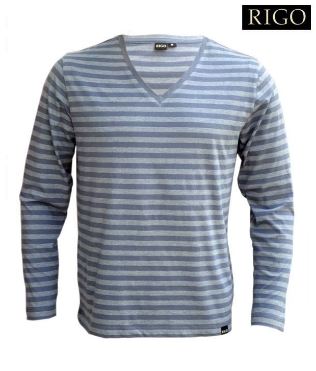 Rigo Steel Blue V-Neck T-Shirt