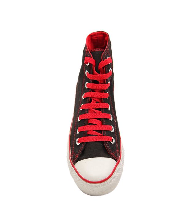Converse Vibrant Black & Red Unisex High Ankle Sneakers