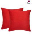 Home Cotton Viscose Maroon Cushion Covers Set-2 pcs