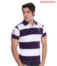 Crosscreek White & Purple Polo T-Shirt