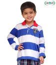 Catmoss Navy Blue & White Striped T-Shirt For Kids