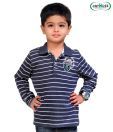 Catmoss Navy & White Striped T-Shirt For Kids
