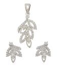 Styleos Glittering CZ Foliage Pendant Set