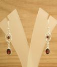 Designer Silver Garnet Studded Sterling Silver Earrings