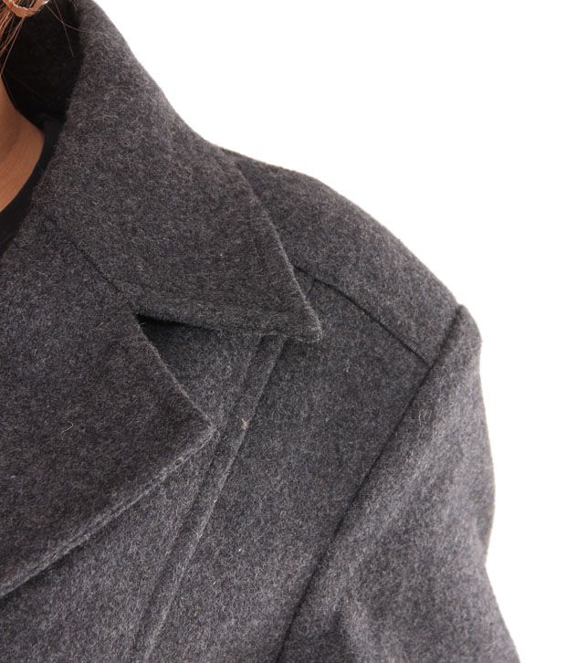 Hues Grey Tweed Belted Overcoat