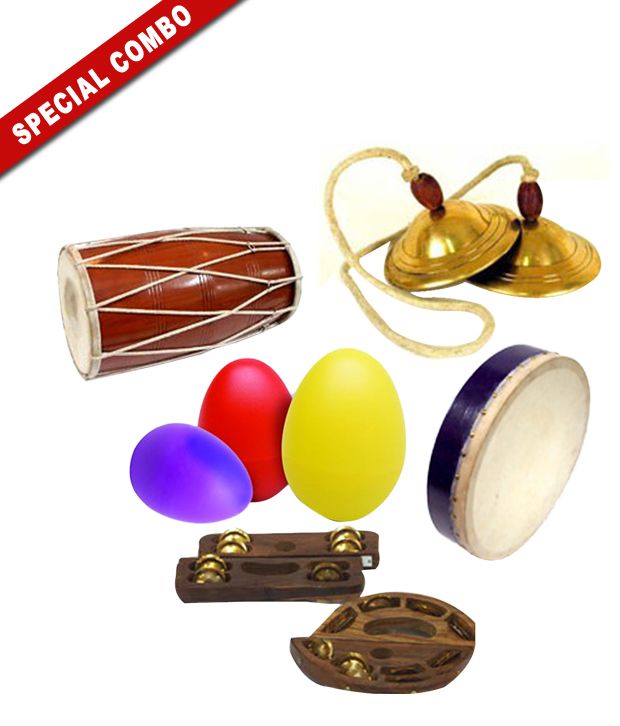 Dholak Special Combo (Dholak+Dhafli+Khartaal+Manjeera+Egg Shaker)