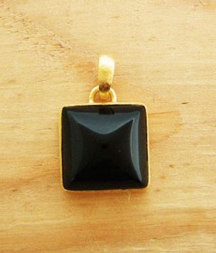 Designer Silver Square Black Onyx Pendant