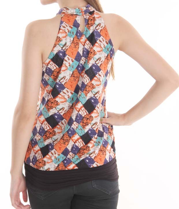 Latin Quarters Attractive Orange Printed Top