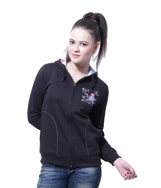 Fort Collins Black Zipper Hooded Sweatshirt