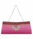 Aarna Craft Pink Drop Stone & Bead Clutch