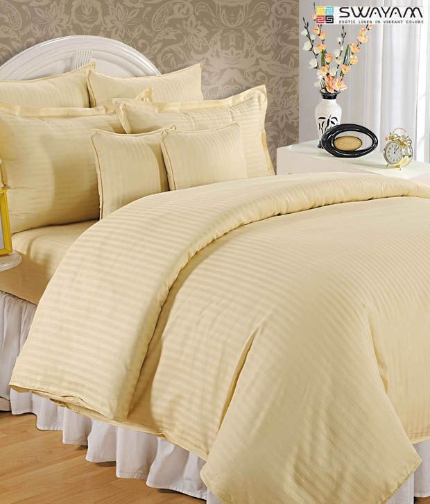 20% OFF on Swayam Cream Colour Self-design Bed Sheet With Two