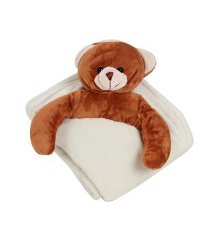 Keona Kidz Cream Baby Blanket With Teddy Motif