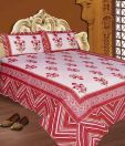 Salona Bichona Pink & White Floral King Size Bed Sheet