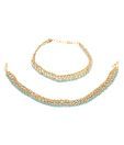 Adhira Pair of String Sky Blue & Golden Payals