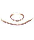 Adhira Pair of String Purple & Golden Payals