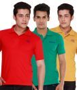 Fort Collins Red-Green-Yellow Pack of 3 Polo Neck T-Shirts