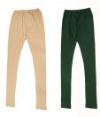 RHAM GOLD Pack of 2 Creame & Green Color Leggings for Girls For Kids
