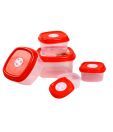 Princeware Fresh Vent Square Containers- Set Of 5 Pcs. (Red)
