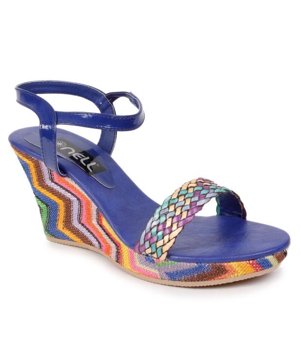 FNB-Nell Pleasing Dark Blue Wedge Heel Sandals Price in India- Buy FNB-Nell Pleasing Dark Blue 