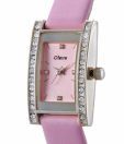 Oleva Pink Crystal Studded Bezel Watch