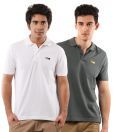 T-Go White-Grey Pack of Polo T-Shirts