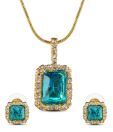 Oleva CZ Studded Blue Pendant Set