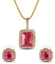 Oleva CZ Studded Pink Pendant Set