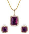 Oleva CZ Studded Purple Pendant Set