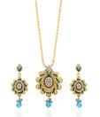 Utsavi Blue Drop Traditional Floral Pendant Set